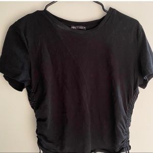 Cropped black Zara t-shirt